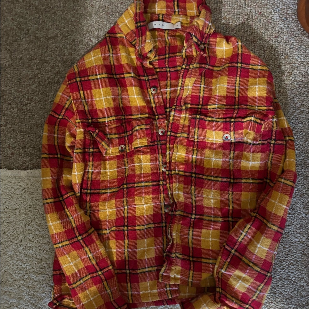 MNML Red and Yellow Plaid Shirt Like New Mens Small